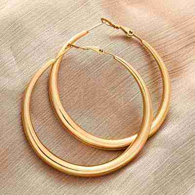 304 Stainless Steel Hoop Earrings EJEW-Z093-01G-02-1