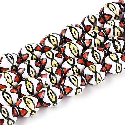 Handmade Porcelain Ceramic Beads Strands PORC-T135-07E-1