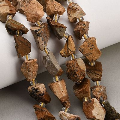 Raw Rough Natural Picture Jasper Beads Strands GG-CBA0B77-A08-01-1