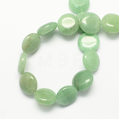 Flat Round Gemstone Natural Green Aventurine Stone Beads Strands G-S110-12mm-08-1