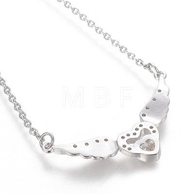 Brass Micro Pave Cubic Zirconia Pendant Necklaces NJEW-I230-18-1