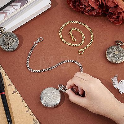 Unicraftale 2Pcs 2 Style Iron Clip Pocket Watch Chain DIY-UN0003-62-1