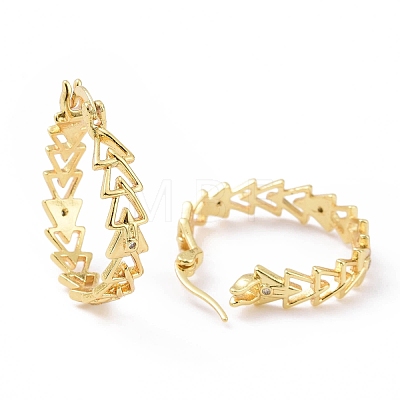 Rack Plating Brass Triangle Wrap Hoop Earrings with Clear Cubic Zirconia for Women KK-E033-06G-1