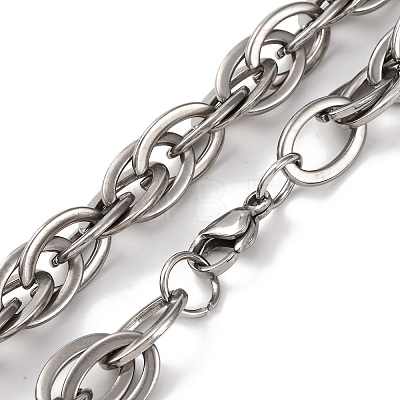 201 Stainless Steel Oval Rope Chain Necklace NJEW-F222-32P-1