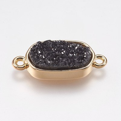 Electroplated Natural Druzy Agate Links connectors G-L481-B-1