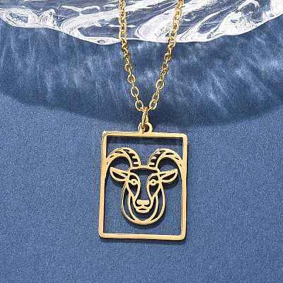 304 Stainless Steel Necklace NJEW-D330-01G-10-1