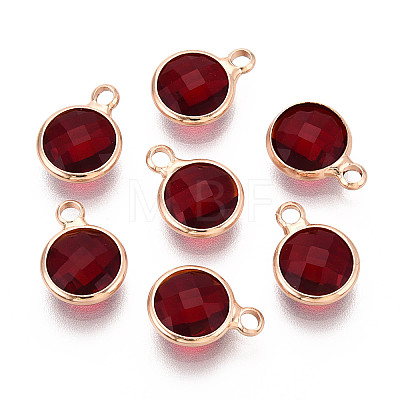 Golden Tone Brass Glass Charms GLAA-ZX008-24H-G-1