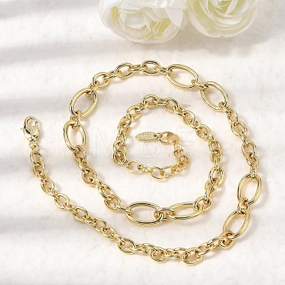 Brass Oval Link Chain Necklaces NJEW-L013-03G-1