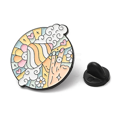 Sun with Mushroom Good Vibe All The Time Enamel Pin JEWB-H010-02EB-03-1