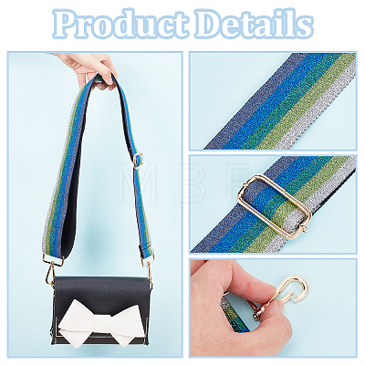 Stripe Pattern Glittered Polyester Adjustable Webbing Bag Straps PURS-WH0005-82KCG-03-1