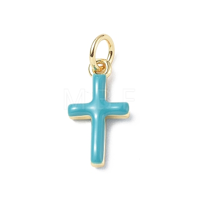 Real 18K Gold Plated Eco-Friendly Rack Plating Brass Enamel Pendants KK-F845-40G-03-1