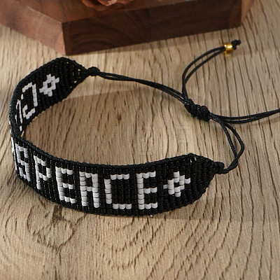 Bohemian Glass Seed Beaded Adjustable Bracelets UQ0429-1-1
