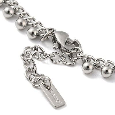 304 Stainless Steel Round Ball Charms Link Chain Bracelets BJEW-G686-05P-1