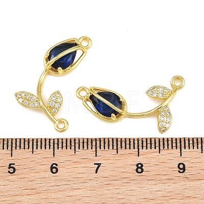 Rack Plating Brass Micro Pave Clear Cubic Zirconia Flower Connertor Charms KK-Z043-03K-1