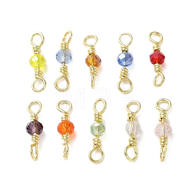 Faceted Glass Connector Charms KK-D044-03G-1