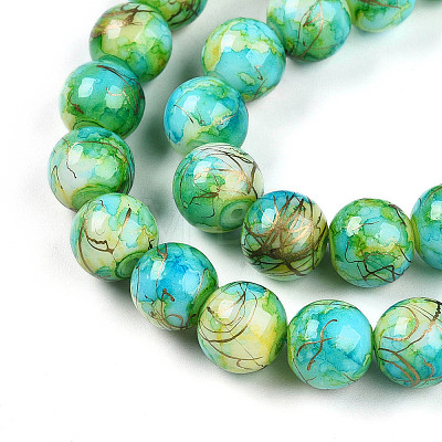 Baking Painted Glass Beads Strands DGLA-N003-10mm-B04-1