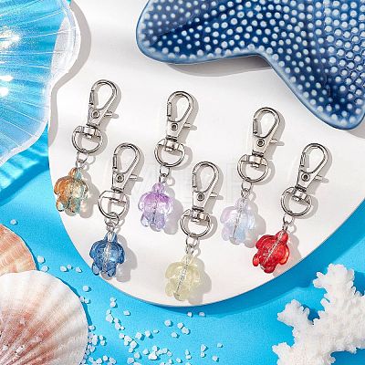 Sea Turtle Transparent Glass Pendant Decoration HJEW-JM02262-1