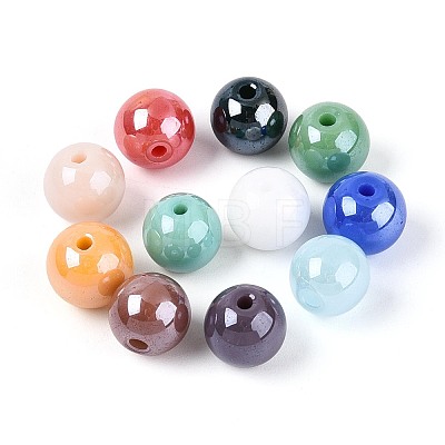 Electroplate Round Glass Beads Strands EGLA-T029-07M-1