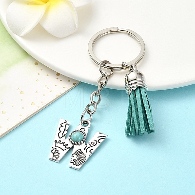 Alloy with Resin Imitation Synthetic Turquoise Keychain KEYC-YW00087-23-1