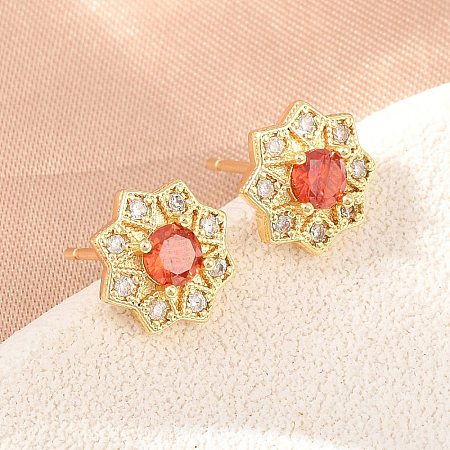 Brass Micro Pave Cubic Zirconia Stud Earrings for Women KK-A305-03G-05-1