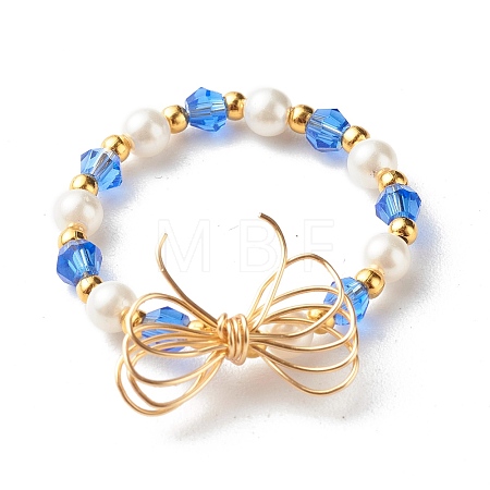 Imitate Austrian Crystal Bicone Glass Beaded Finger Rings RJEW-TA00003-04-1