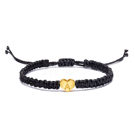 Alloy Heart with Letter Pattern Bead Braided Bead Bracelets FS-WGEB992-01-1