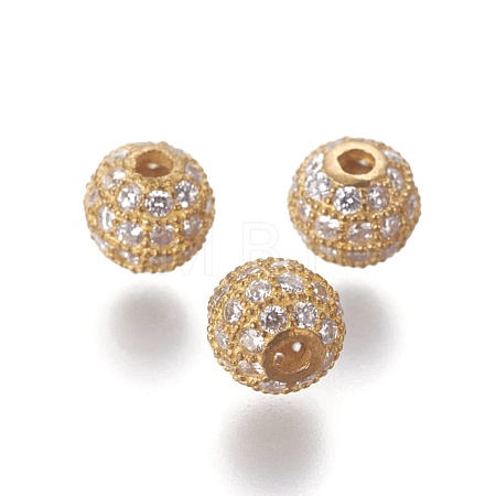Brass Micro Pave Cubic Zirconia Beads ZIRC-G149-A-C-1