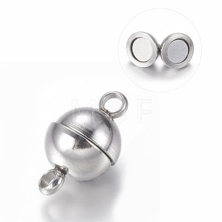 Tarnish Resistant 304 Stainless Steel Magnetic Clasps with Loops STAS-K006-5.5mm-04C-1