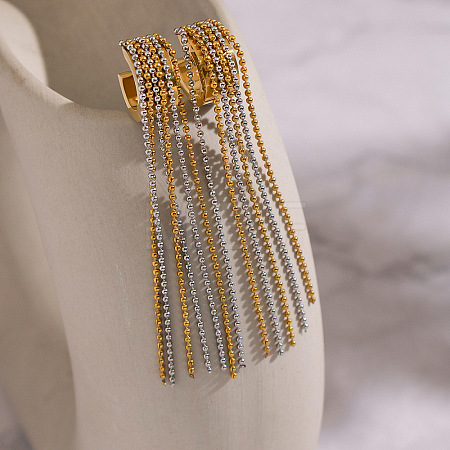 304 Stainless Steel Two Tone Hoop Earrings AU2078-2-1