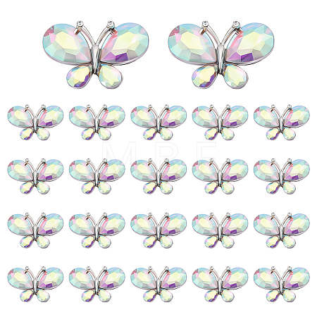 Platinum Tone Alloy Rhinestone Butterfly Cabochons DIY-FG0009-98A-1