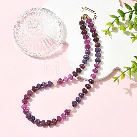 Gradient Dyed Natural White Jade Rondelle Beaded Necklaces with Glass Seed Beads for Women NJEW-JN06594-01-1