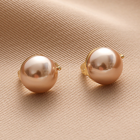 Brass & Plastic Pearl Hoop Earrings FS-WGC04E8-01-1