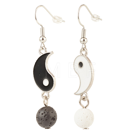 Alloy Enamel Yin Yang Matching Asymmetrical Earrings EJEW-JE04894-01-1