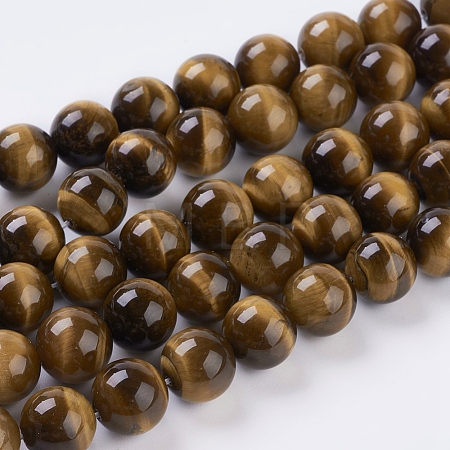 Natural Tiger Eye Beads Strands G-C076-12mm-1B-1