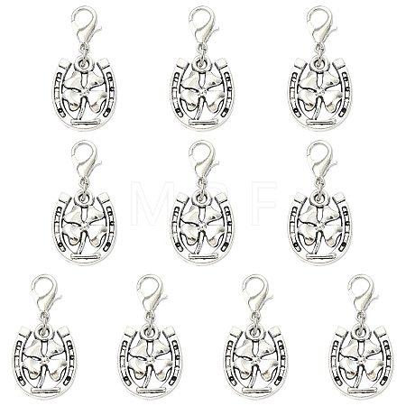 10Pcs Tibetan Style Alloy Pendant Decorations HJEW-YW00304-1