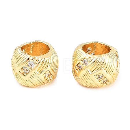 Barrel Brass Micro Pave Cubic Zirconia European Beads KK-B186-22G-1