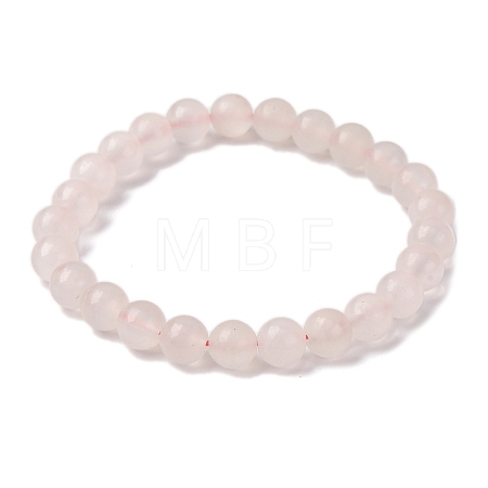 Natural Pink Mangano Calcite Beads Stretch Bracelet for Women BJEW-JB06715-1