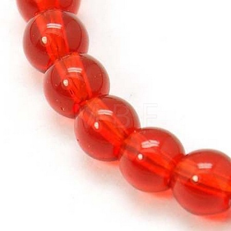 4mm Red Transparent Round Glass Beads Strands Spacer Beads X-GR4mm47Y-1