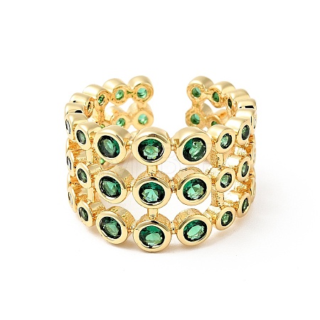 Micro Pave Green Cubic Zirconia Cuff Rings X-RJEW-G262-02G-1
