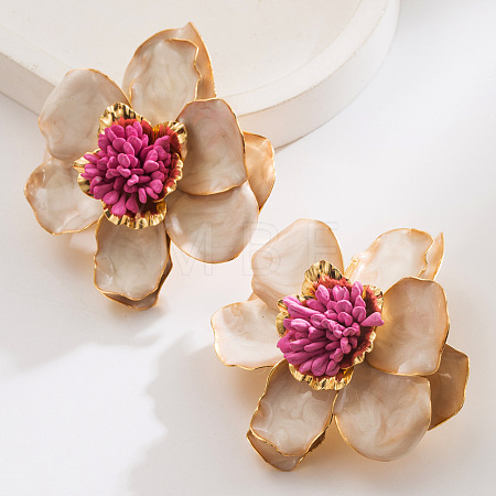 Flower Alloy Enamel Stud Earrings FS-WG5F23F-02-1