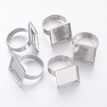 Platinum Plated Adjustable Brass Pad Ring Components For Jewelry Making X-KK-J053-P-1