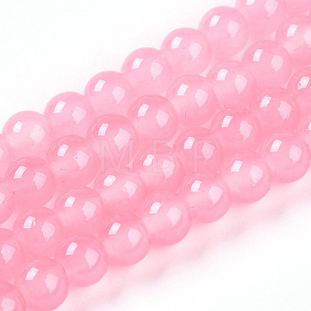 Baking Paint Imitation Jade Glass Round Bead Strands X-DGLA-Q021-6mm-03-1