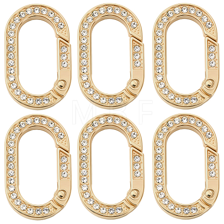 10Pcs Zinc Alloy Crystal Rhinestone Spring Gate Rings FIND-SC0019-51A-1