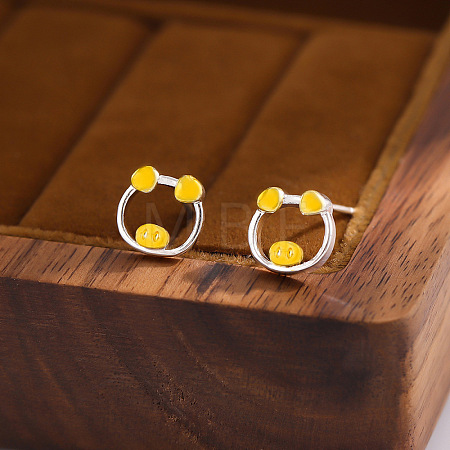 Hollow Brass Enamel Stud Earrings WG87257-01-1