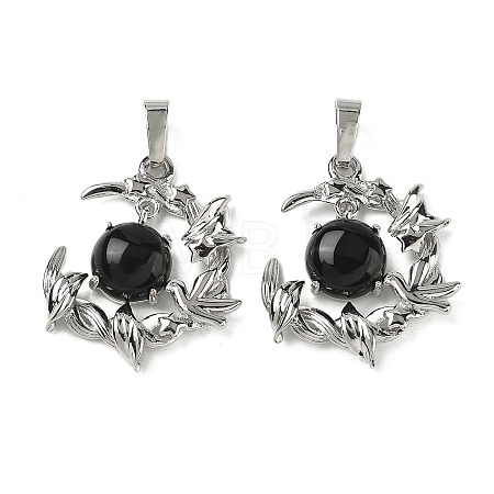 Natural Obsidian Pendants G-B194-01P-08-1