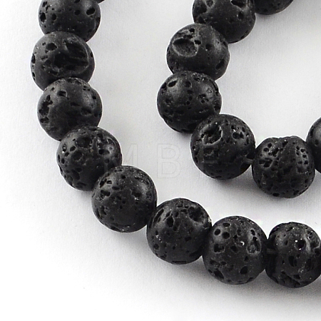 Dyed Natural Lava Rock Gemstone Round Bead Strands X-G-R293-04-1