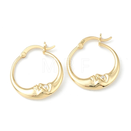 Brass Micro Pave Clear Cubic Zirconia Hoop Earrings KK-H753-01G-1