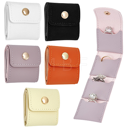 5Pcs 5 Colors Portable Travel PU Leather Jewelry Rolls ABAG-GA0001-15-1
