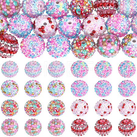24Pcs 8 Colors Round Resin Rhinestone Beads OACR-PA0002-14-1