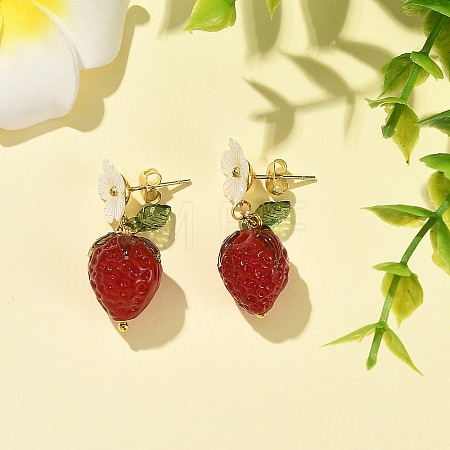 Handmade Lampwork & Acrylic Stud Dangle Earrings EJEW-JE07216-1